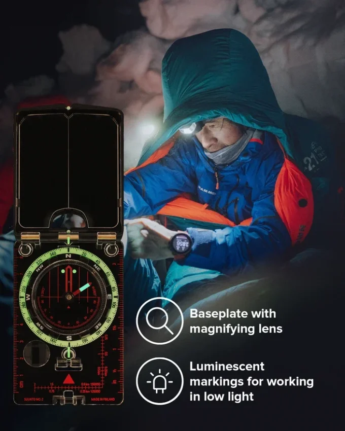 Brújula con espejo Suunto MC-2 NH: precisa para senderismo y excursiones Brújula con espejo Suunto MC-2 NH: precisa para senderismo y excursiones