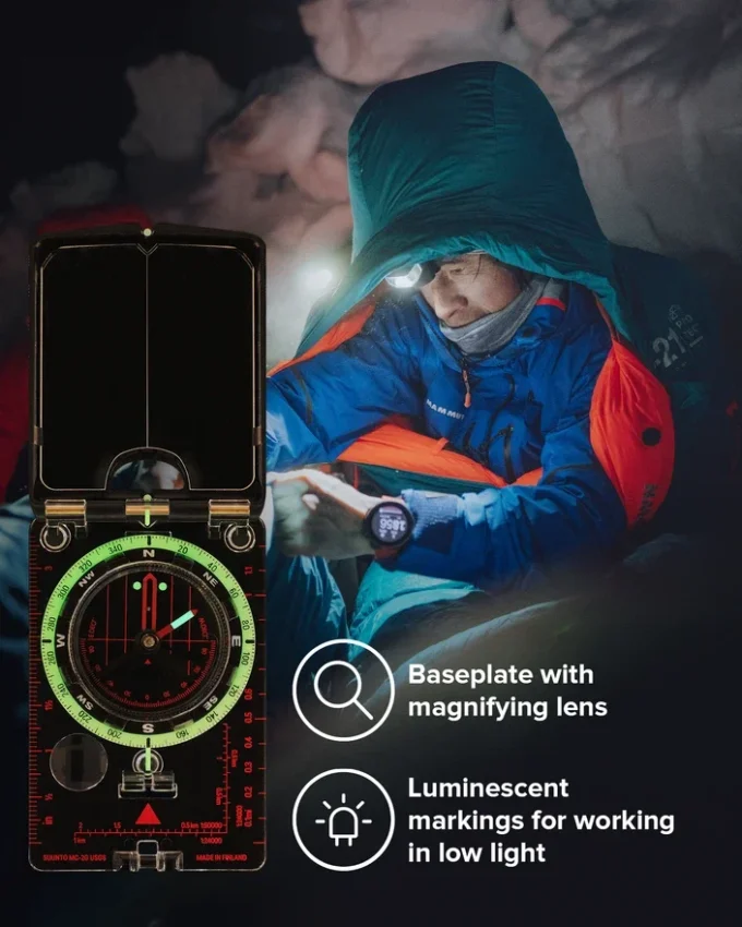 Brújula de espejo Suunto MC-2 NH USGS para aventuras de montaña