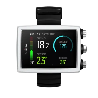 Ordenador de buceo Suunto EON Core blanco con pantalla a color y números grandes
