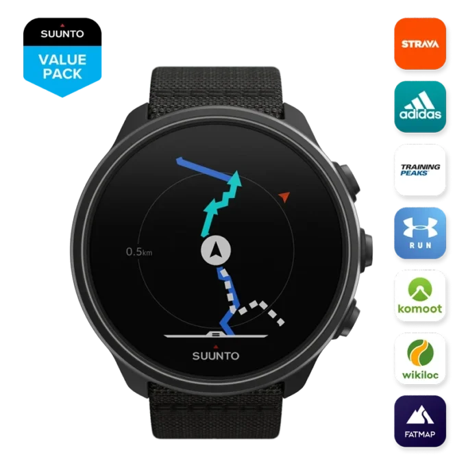 Reloj GPS resistente Suunto 9 Baro en titanio negro carbón Reloj GPS resistente Suunto 9 Baro en titanio negro carbón