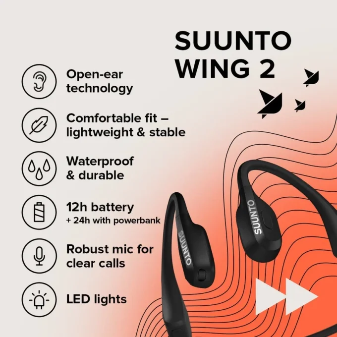 Suunto Wing 2 negro: auriculares de conducción ósea de alta gama